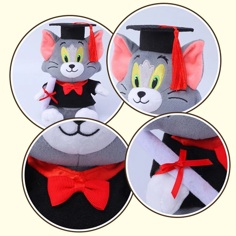 Tom and Jerry-karaktärer gosedjur, med examensmössa som lugnande leksak, 20 cm 4 Tom and Jerry-karaktärer gosedjur, med examensmössa som lugnande leksak, 20 cm - Bild 4