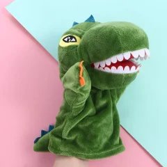 Panda och dinosaurie gosedjur som söta fingerdockor i anime- och kawaii-stil