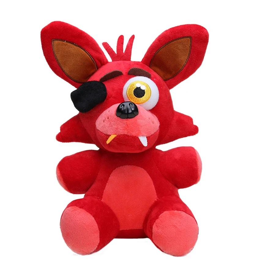 Sött Bonnie-björn gosedjur från Five Nights at Freddy’s med Foxy och Freddy, 18 cm 22 Visa den röda sittande figuren framifrån med dess tydliga ansiktsdetaljer.
