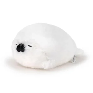 Mjuk kudde och säl gosedjur som havsutter i verklighetstrogen kawaii-stil, blåbrun