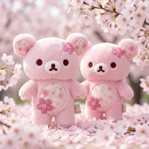 Alternative view of Rilakkuma björn gosedjur med körsbärsblommor, söt födelsedagspresent för barn, 40–50 cm