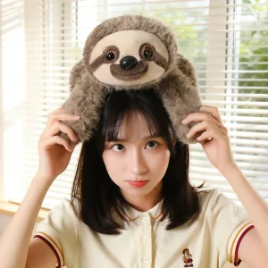 Sloth gosedjur i liggande, fluffig och kramgo stil med realistiska klor, 18–45 cm