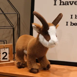 Realistiskt Ibex (wild goat) gosedjur med böjda horn, fluffigt ansikte och stående form 15 Realistiskt Ibex (wild goat) gosedjur med böjda horn, fluffigt ansikte och stående form