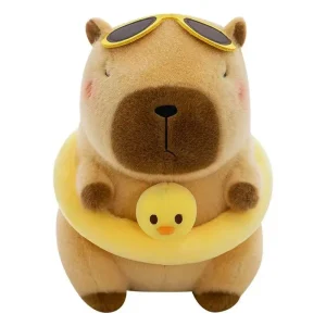 Alternative view of Anka gosedjur som kapybara med gul badring, söt kawaii-stil för strand och resa