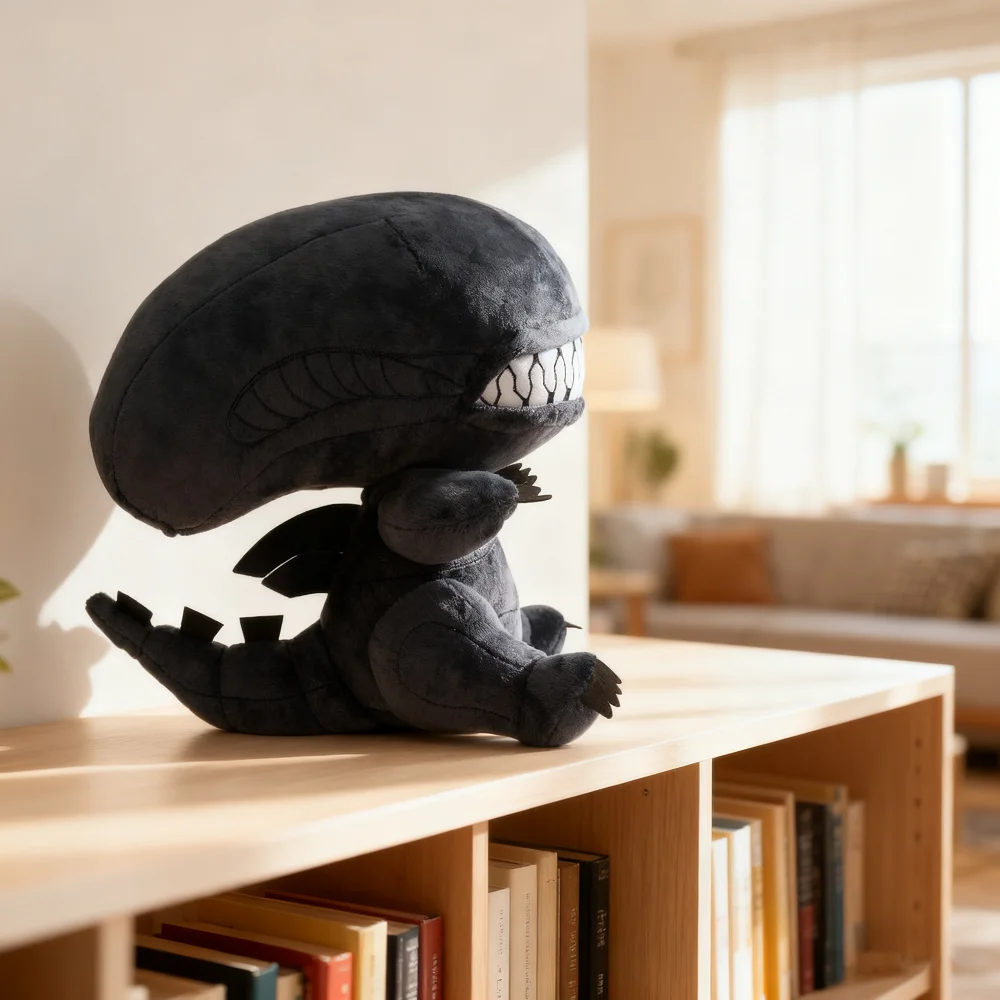 Xenomorph gosedjur som plyschkudde, söt och kawaii, alien prydnadskudde böjd svans 3 Xenomorph gosedjur som plyschkudde, söt och kawaii, alien prydnadskudde böjd svans - Bild 3