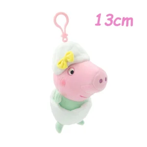 George från Peppa Pig med dinosaurie, rosa mjuk nyckelring för barn, 13–18 cm