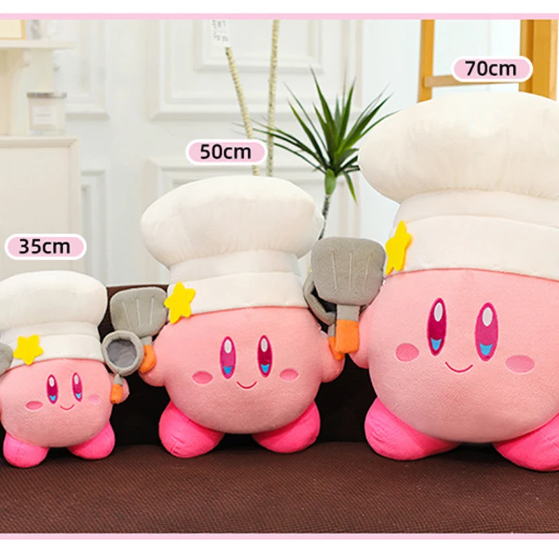 Kirby gosedjur som stor rosa kramkudde med söt kockdesign, animefigur, 35–70 cm 22 Rosa Kirby-figur som hålls av en person.