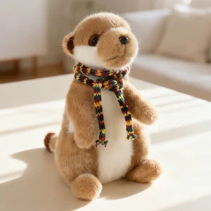 Meerkat gosedjur med realistisk, fluffig surikatdesign som mjuk vilddjursleksak, 22 cm