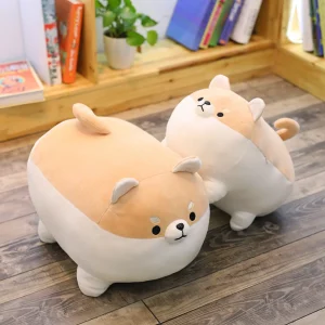 Shiba Inu-hund gosedjur i tecknad stil, mjuk plyschkudde för huvudstöd, 40–50 cm