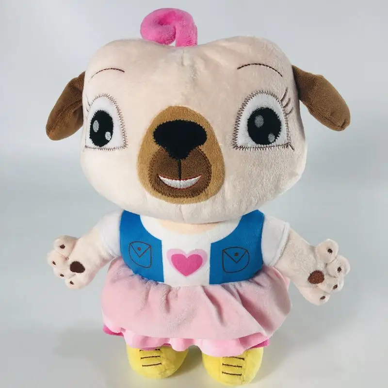Chip and Potato hund och mus gosedjur som tecknade mjukisdockor med karaktärsdesign 19 Visa hundgosedjuret framifrån med dess färgglada kläder och ansiktsdetaljer.