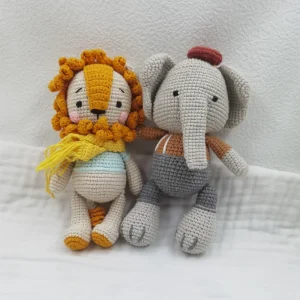 Lejon och elefant gosedjur, Amigurumi och kawaii, handgjord stickad stil handmade 36 Lejon och elefant gosedjur, Amigurumi och kawaii, handgjord stickad stil handmade