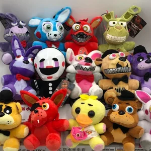 Björn gosedjur med spelkaraktären Bonnie från Five Nights at Freddy’s i tecknad stil