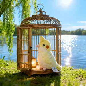 Mjuk, hudvänlig kawaii-figur: parrot gosedjur med spöklik och humoristisk stil