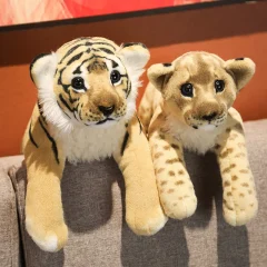 Lejon och tiger gosedjur som verklighetstrogen plyschkudde med söt design, 39–58 cm
