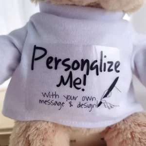 Björn gosedjur med avtagbar vit T-shirt för egen design och personligt meddelande 15 Björn gosedjur med avtagbar vit T-shirt för egen design och personligt meddelande