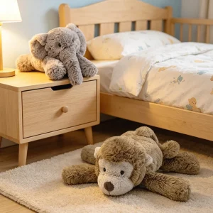 Elefant gosedjur eller apa som liggande tecknad följeslagare för barn, 35–52 cm