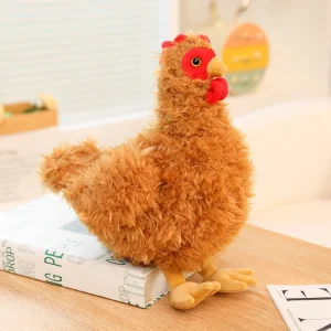 Naturtroget och fluffigt tupp gosedjur i svart, som tuppkudde och kramkudde