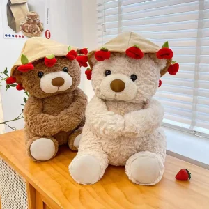 Björn gosedjur med en bukett rosor, mjuk romantisk present till partner eller flicka