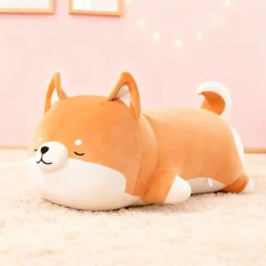 Shiba Inu som hund gosedjur, fluffig liggande soffkudde i kawaiistil, 35 cm
