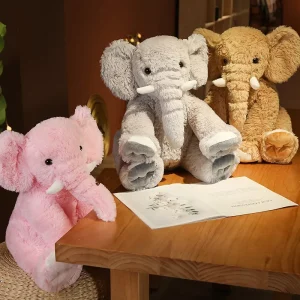 Elefant gosedjur som stor, mjuk elefantkudde och plyschkudde att krama, 45 cm