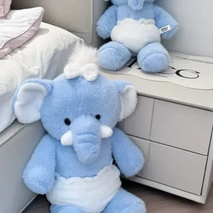 Benny, elefant gosedjur som mjuk och fluffig elefantkudde i babystil, 35–45 cm