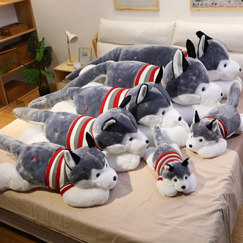 Hund gosedjur med huskydesign, söt kawaii långkudde på 100 cm för barn och present 5 Hund gosedjur med huskydesign, söt kawaii långkudde på 100 cm för barn och present - Bild 5