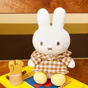 Miffy mjukt gosedjur med gulligt rutigt vintageutseende för skrivbord och hem