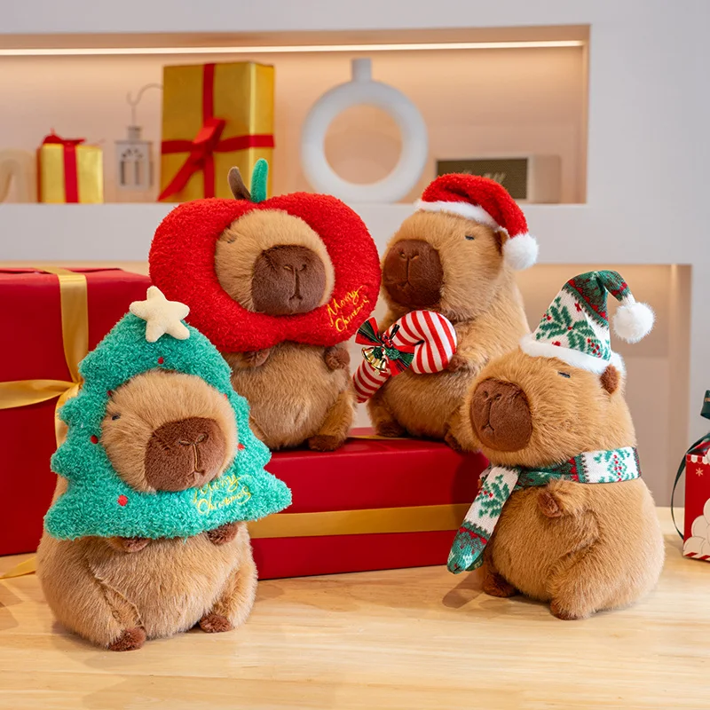 Kapybara gosedjur i kawaii-stil med tomteluva, julgran och polkagris som juldekoration 6 Kapybara gosedjur i kawaii-stil med tomteluva, julgran och polkagris som juldekoration - Bild 6