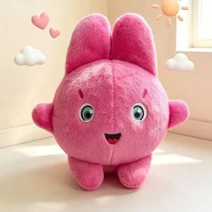 Kanin gosedjur i kawaii-stil, handgjord kudde med stora ögon och animeuttryck