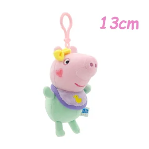 George från Peppa Pig med dinosaurie, rosa mjuk nyckelring för barn, 13–18 cm