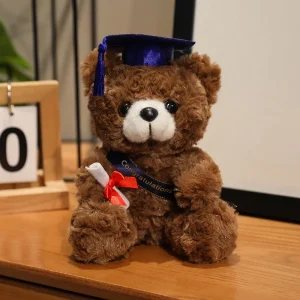 Björn gosedjur, Doctor-themed, wearing a doctor hat och söt, 18 cm
