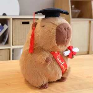 Djurfigurer som gosedjur och plyschkuddar med examens- och doktorstema i tecknad stil 20 Djurfigurer som gosedjur och plyschkuddar med examens- och doktorstema i tecknad stil