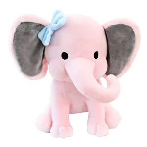 Elefant gosedjur som mjuk sovdocka, för bekväm vila och sömn i rosa eller grått