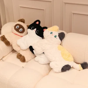 Alternative view of Katt gosedjur som lång, liggande djurkudde med katt- och hundmotiv för soffa och säng