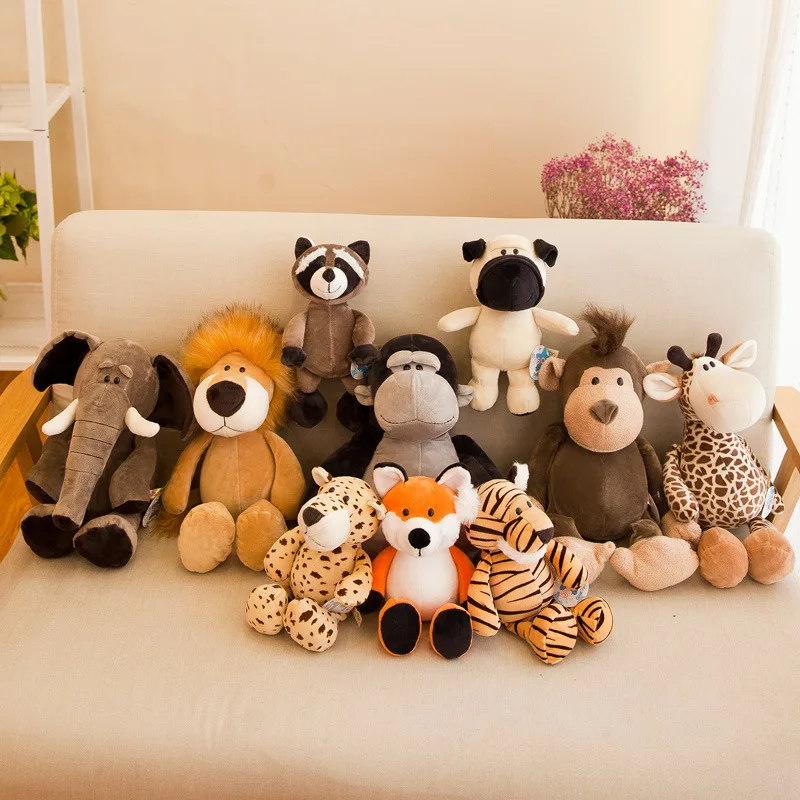 25 cm verklighetstrogna mjukisdjur med lejon, tiger, elefant, apa, giraff och tvättbjörn 3 25 cm verklighetstrogna mjukisdjur med lejon, tiger, elefant, apa, giraff och tvättbjörn - Bild 3