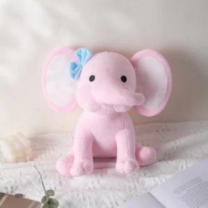 Mjukt, sött och fluffigt elefant gosedjur i rosa, blå, lila och regnbågsfärger, 25 cm