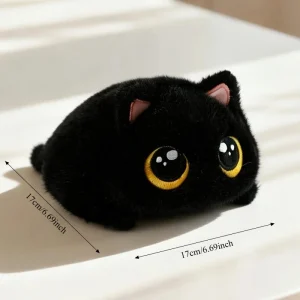 Katt gosedjur med stora ögon och rund, fluffig kawaii-form i tre olika stilar