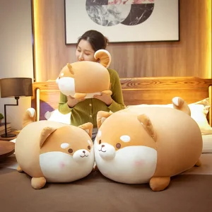 Chai Doggy Shiba Inu-hundgosedjur, rund kawaii-hundkudde i tecknad stil, 35–70 cm