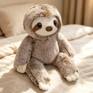 Fluffiga gosedjur i flera figurvarianter med leende och sittande eller liggande pose