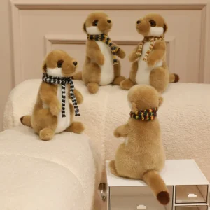 Meerkat gosedjur med realistisk, fluffig surikatdesign som mjuk vilddjursleksak, 22 cm