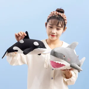 Naturtrogna plyschkuddar som sea animals gosedjur i flera varianter, 40–50 cm