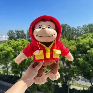 Curious George apa gosedjur som brandman, söt plyschkudde i animeinspirerad stil