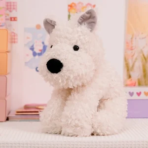Charmigt hund gosedjur i brunt med fluffigt hår och kramvänlig, verklighetstrogen form