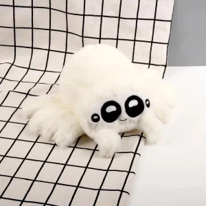 Lucas Friend Spider gosedjur, kawaii spindel i svart och vitt som mjuk kudde för barn