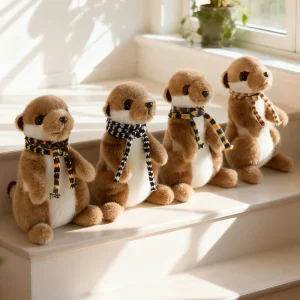 Alternative view of Meerkat gosedjur med realistisk, fluffig surikatdesign som mjuk vilddjursleksak, 22 cm