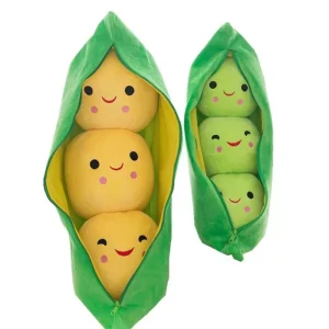 Gosedjur i flera figurvarianter, plyschkudde med ärt- och bönmotiv i kawaii-stil