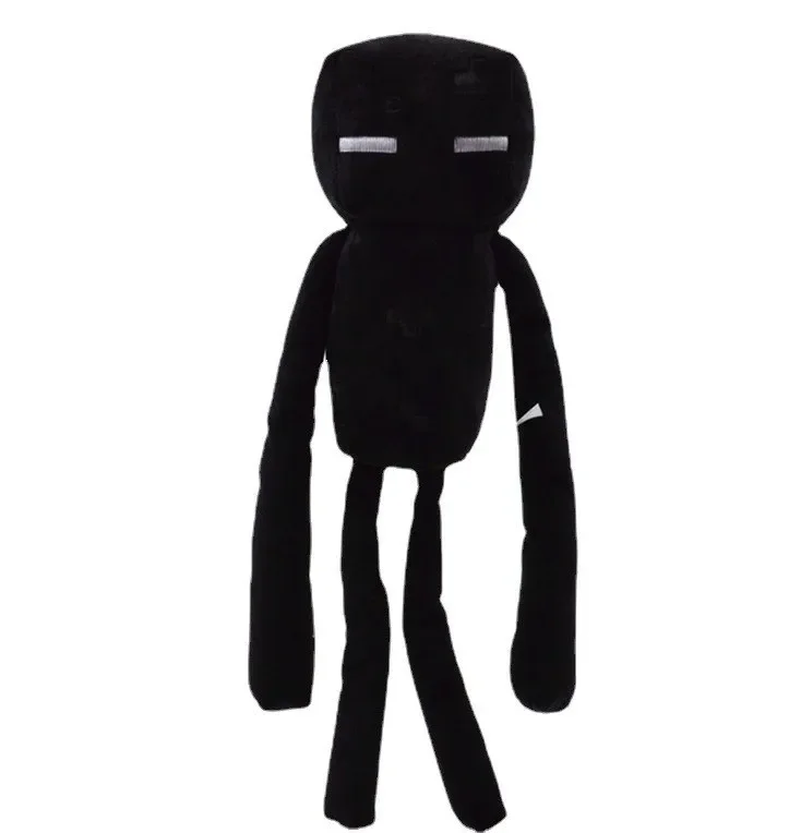 Enderman gosedjur, mjuk spelkaraktär i tydligt kantig form från Minecraft, 26 cm 18 Svart Enderman-figur med långa armar och ben samt ljusa horisontella ögondetaljer.
