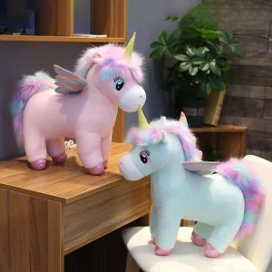 Kawaii enhörning gosedjur med vingar och fluffig man, mjuk kudde och födelsedagspresent 12 Kawaii enhörning gosedjur med vingar och fluffig man, mjuk kudde och födelsedagspresent