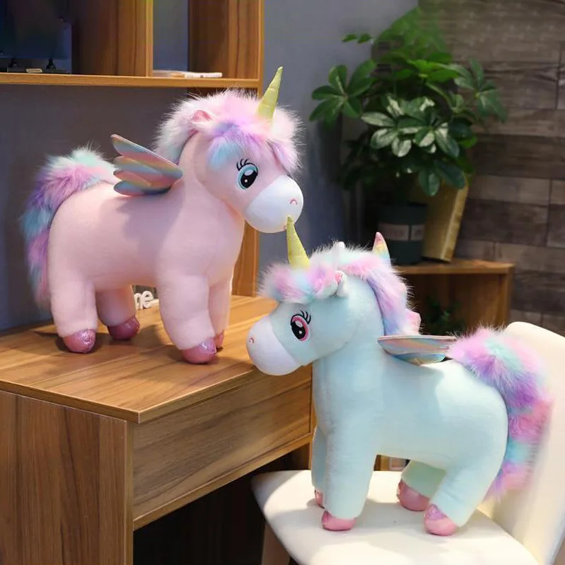 Kawaii enhörning gosedjur med vingar och fluffig man, mjuk kudde och födelsedagspresent 4 Kawaii enhörning gosedjur med vingar och fluffig man, mjuk kudde och födelsedagspresent - Bild 4