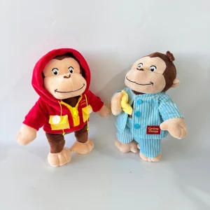 Curious George apa gosedjur som brandman, söt plyschkudde i animeinspirerad stil